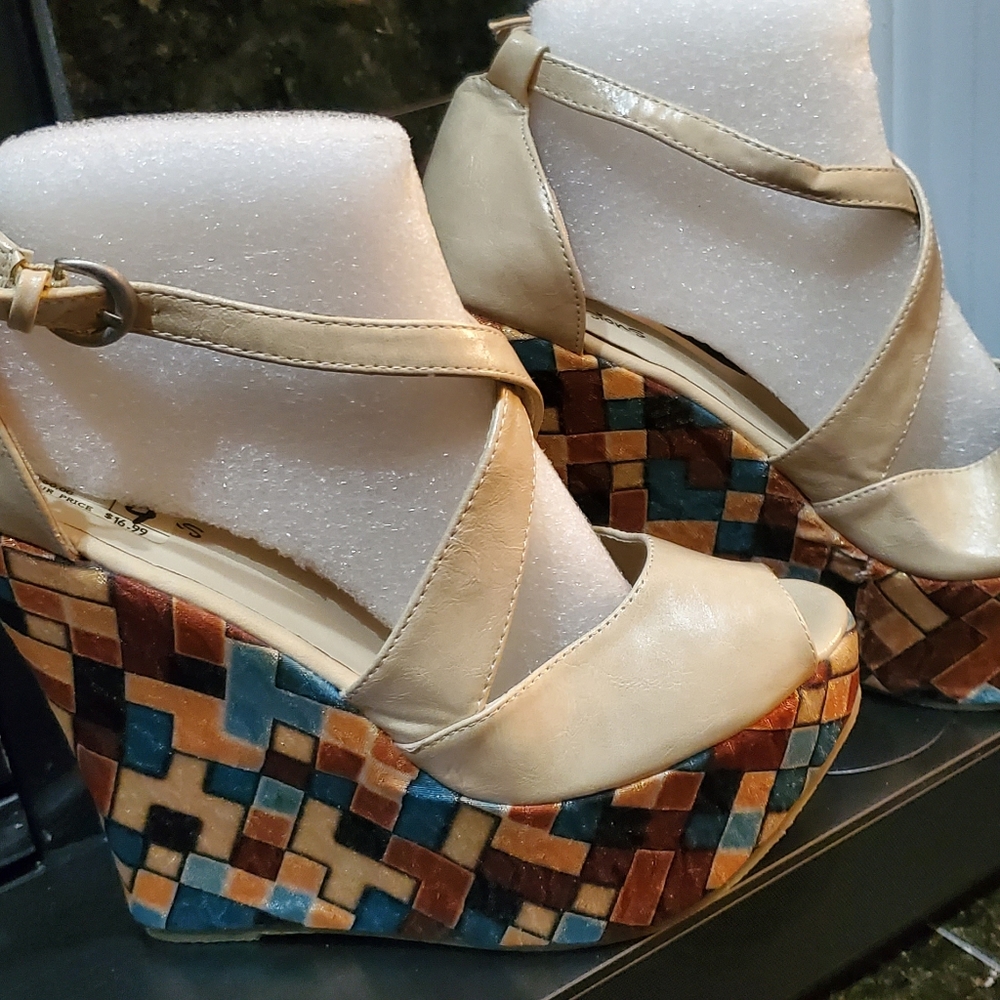 Womens Passions Leather Colorful Wedge Sandals